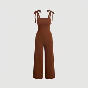 Solid Tie Shoulder Cami Jumpsuit
